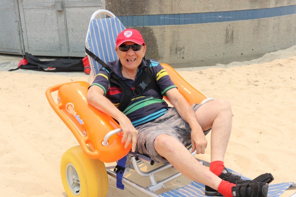 Ken in wheelchair on the beach