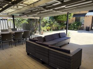 Outdoor entertainment leisure seating space at Harcourt West